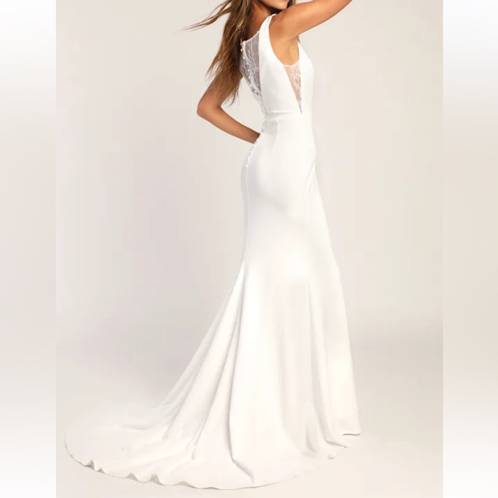 New Lulus Sz M Long-Lasting Love Ivory Lace V-Neck Mermaid Dress